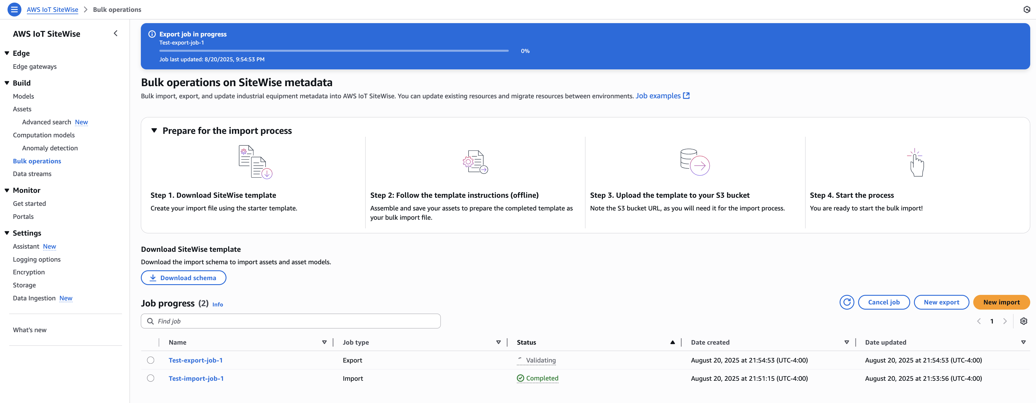 AWS SiteWise Bulk Import